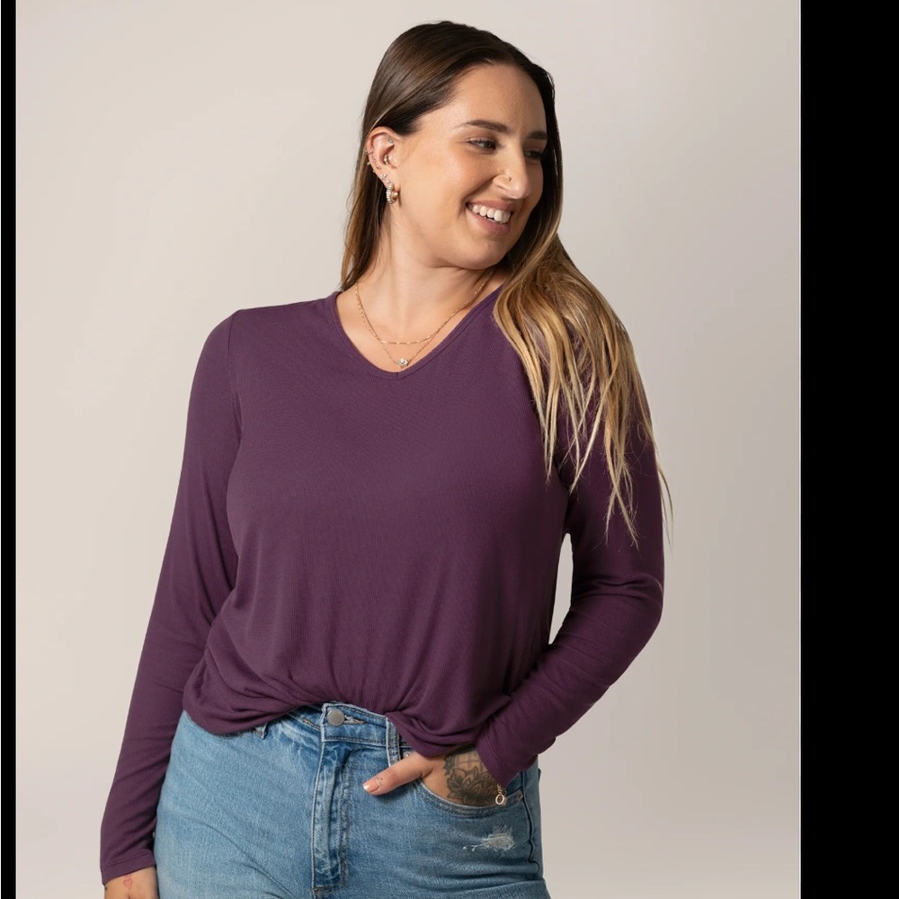 Kindred Bravely - Ribbed Bamboo Maternity & Nursing Top - Small